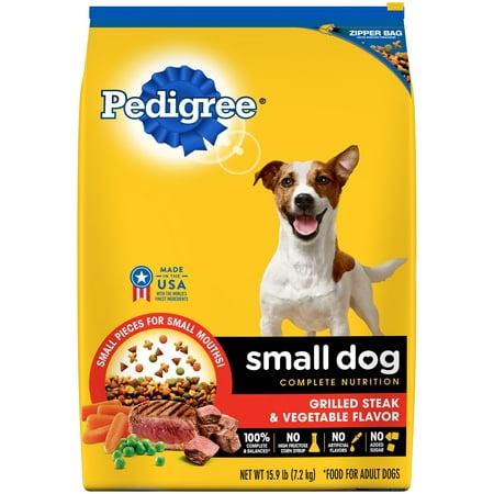 Pedigree Small Dog Adult Complete Nutrition Grilled Steak and Vegetable Flavor Dry Dog Food 15.9