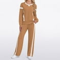 thumbnail image 2 of WTOBBY Women's Casual Long Sleeve Solid Color Blocked Hoodie with Wide Leg Pants Two Piece Set, Fashion Lounge Wear Tracksuit for Everyday Comfort and Street Style Outfit,Khaki L, 2 of 8
