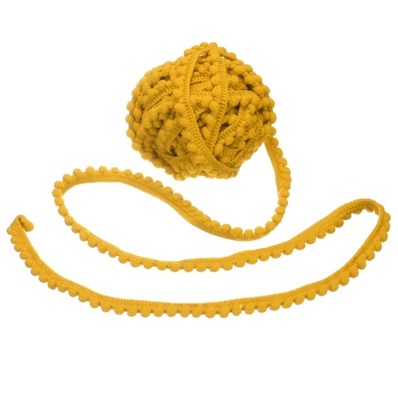 Uxcell 8.5 Yards Pom Pom Trim Ribbon, 0.5" Wide Yellow Pom Pom Ball Fringe Trim Ribbon for DIY Crafts Curtain Clothes Pillow Home Decoration