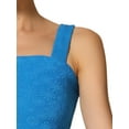 thumbnail image 5 of INSPIRE CHIC Women's Square Neck Wide Strap Sleeveless Crop Lettuce Trim Casual Floral Cami Top L Blue, 5 of 6