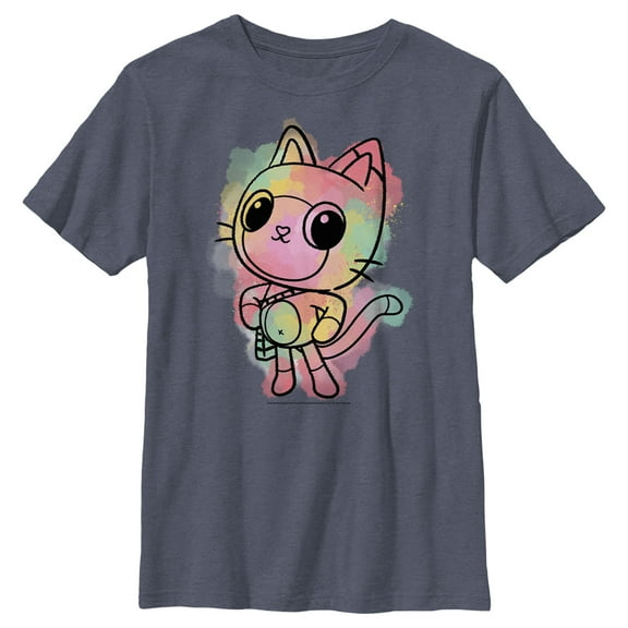 Boy's DreamWorks: Gabby's Dollhouse Colorful Pandy Paws Graphic Tee Navy Blue Heather Small