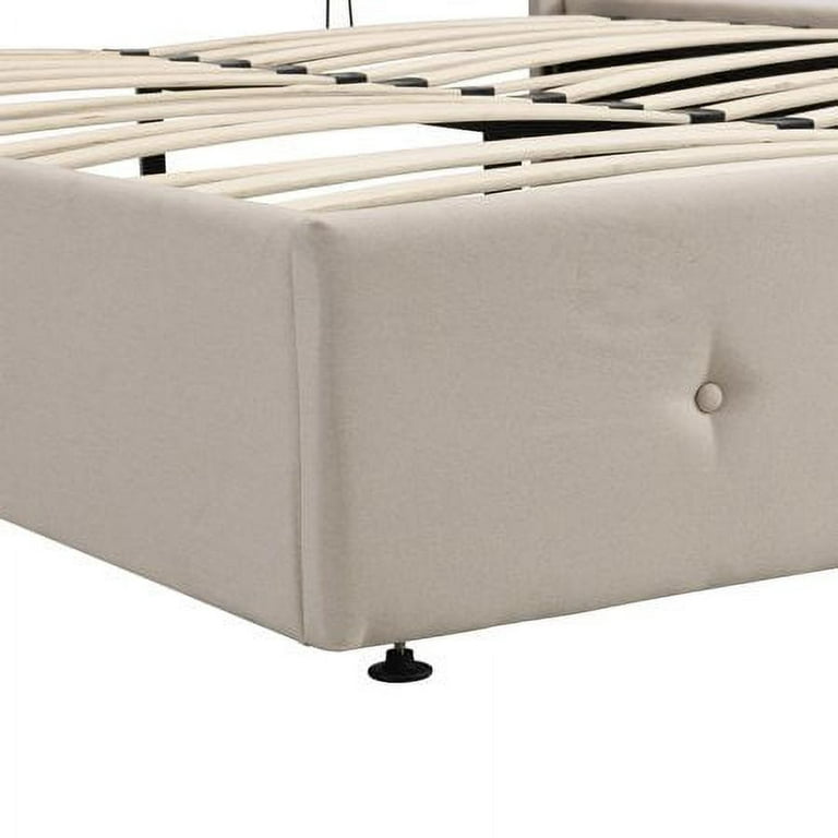 Churanty Hydraulic Storage Bed Frames Queen Size Platform Bed with  Upholstered Headboard,Beige