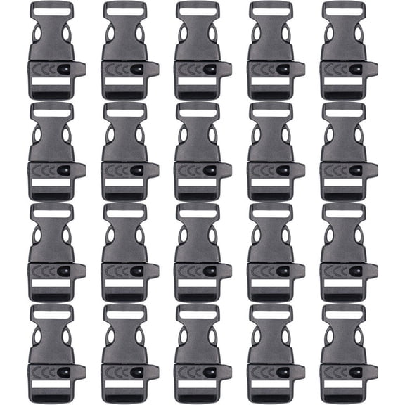 vlrwzc 20Pcs/Set Survival Whistle Buckle Plastic Curved Side Release Buckles Side Release Whistle Buckle for Survival Paracord Bracelet