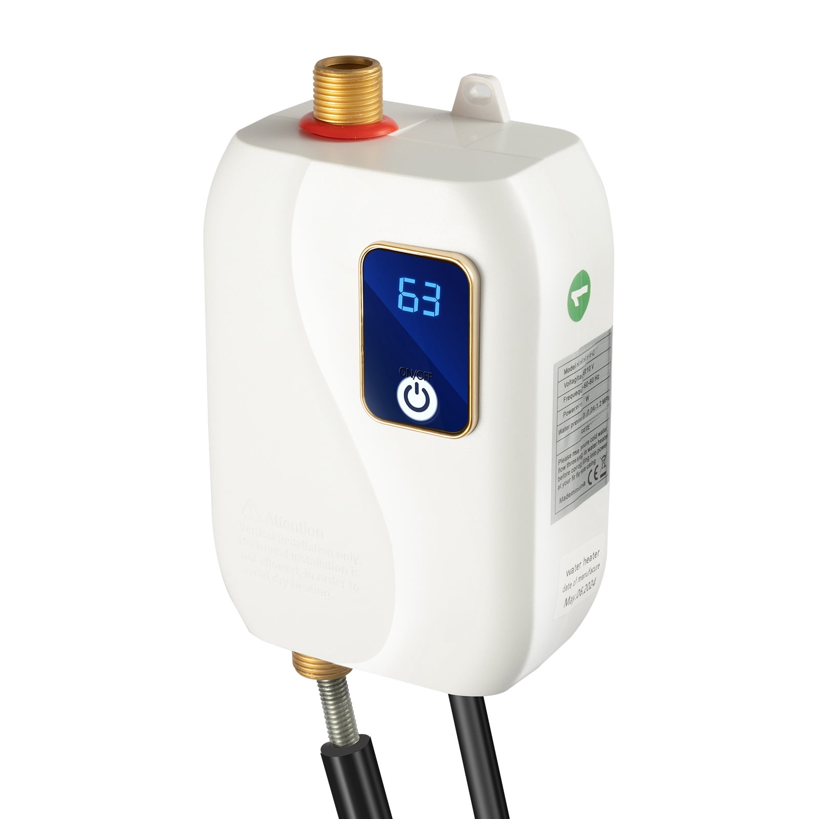 3000W 110V Instant Hot Water Heater Electric Tankless On Demand House IPX4 for kitchen water, daily washing