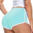 thumbnail image 4 of FRSASU Women's Shorts High Waisted Solid Color Booty Retro Dolphin Shorts, Yoga Gym Running Workout Biker Mini Shorts Pants Light Blue, 4 of 7