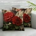 thumbnail image 3 of COMIO Rose Throw Pillow Cover, Blooming Red Rose with Flowers &amp;Green Leaves Pattern Decorative Square Pillowcases for Sofa,Couch,Bed. (Red Rose), 3 of 5