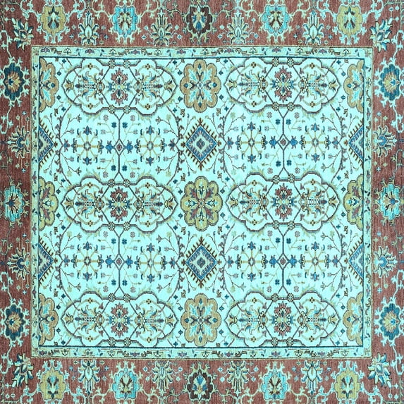 Ahgly Company Indoor Square Abstract Light Blue Modern Area Rugs, 7' Square