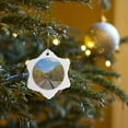 thumbnail image 7 of 3drose, on Track. Autumn Scene with Railroad Tracks Yellow Trees and Blue Sky Photograph, 3 inch Snowflake Porcelain Ornament, 7 of 7