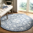 thumbnail image 3 of SAFAVIEH Micro-Loop Lagrange Floral Wool Area Rug, Blue/Ivory, 5' x 5' Round, 3 of 7