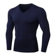 thumbnail image 2 of Male T-shirt Thicken Tight FitnessTraining Sports High-elastic Running T Shirt Tops V-neck Long Sleeve Casual Men Tee, 2 of 6
