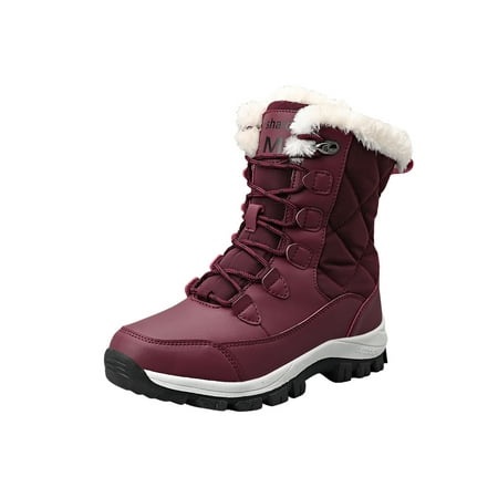 

GENILU Womens Snow Boots Faux Fur Lined Ankle Boots Warm Comfortable Outdoor Anti-Slip Lace Up Booties