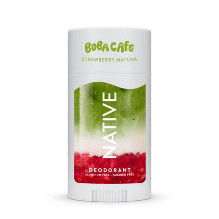 Native Aluminum Free Deodorant, Limited Edition Strawberry Matcha, 72 Hour Odor Protection, for Women and Men, Boba Café, 2.65oz