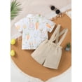 thumbnail image 3 of PureChapter Baby Boys' Clothing Sets Boys Summer Outfits Easter Bunny & Carrot Print Short Sleeve Bow Tie Shirt & Suspender Shorts 2-Piece, 3 of 9