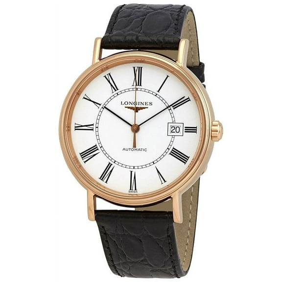 Longines Presence Automatic Rose Gold Plated Black Leather Strap Men's Watch L4.922.1.11.2