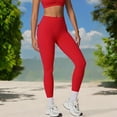 thumbnail image 4 of High Waist Full-Length Leggings for Yoga and Everyday Comfort- Small, Red, 4 of 6