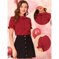 thumbnail image 2 of Blusa con cuello Peter Pan Allegra K con botones de Estrellas Rojo S, 2 of 5