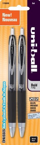 Uni-ball 207 Gelstifte – Micro Point, Schwarz, 6 Stück, Retractable (ausziehbar)