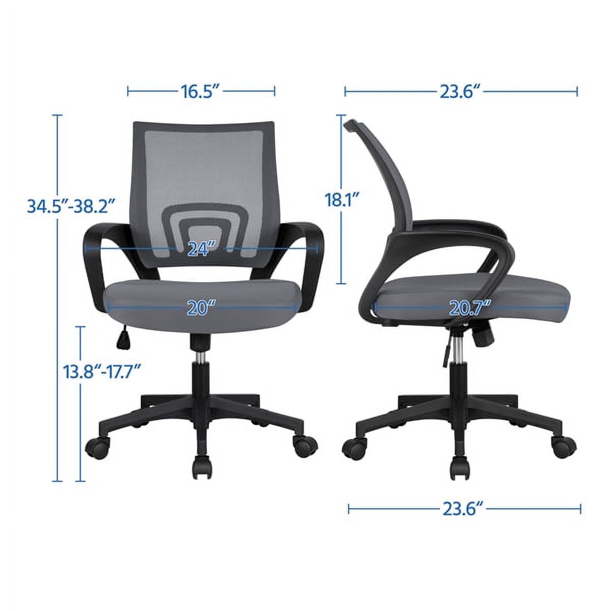 Adjustable Mesh Swivel Office Chair with Armrest, Set of 2, Dark Gray - image 3 of 8