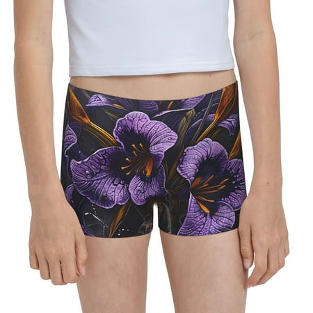 Pofeuu Ornate Purple Floral Vase Print Soft Cotton Girls Boyshort panties Toddler Underwear-X-Large