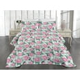 thumbnail image 2 of Ambesonne Blooming Roses Quilted Coverlet 2 Pcs, Boho Floral Vintage, Twin Size, Pastel Pink Jade Green, 2 of 4