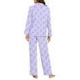 thumbnail image 3 of FOR U DESIGNS Star Axolotl Button Down Nightwear for Women 2 Piece Button Up Pajama Sleepwear Long Sleeve Pants and Tops for Women Size L Button Loungewear, 3 of 6