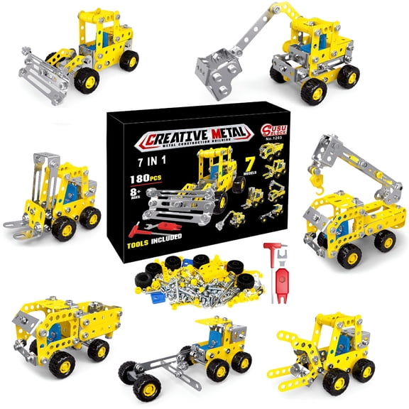 BESTSKY Building Kit Toys Assembly for Boys,7 In1 Erector Set DIY Engineering Toys for Boys 6-12,Robot Kits,Gifts for Boys