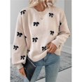 thumbnail image 4 of Women's Y2K Sweater Cozy Fall Sweaters Knit Crewneck Long Sleeve Drop Shoulder Pullovers Khaki M, 4 of 10