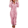 thumbnail image 2 of Jumpsuits Pajamas Solid Color Keep Warm Plush Winter Long Sleeve Jumpsuits Pajamas for Women, 2 of 7