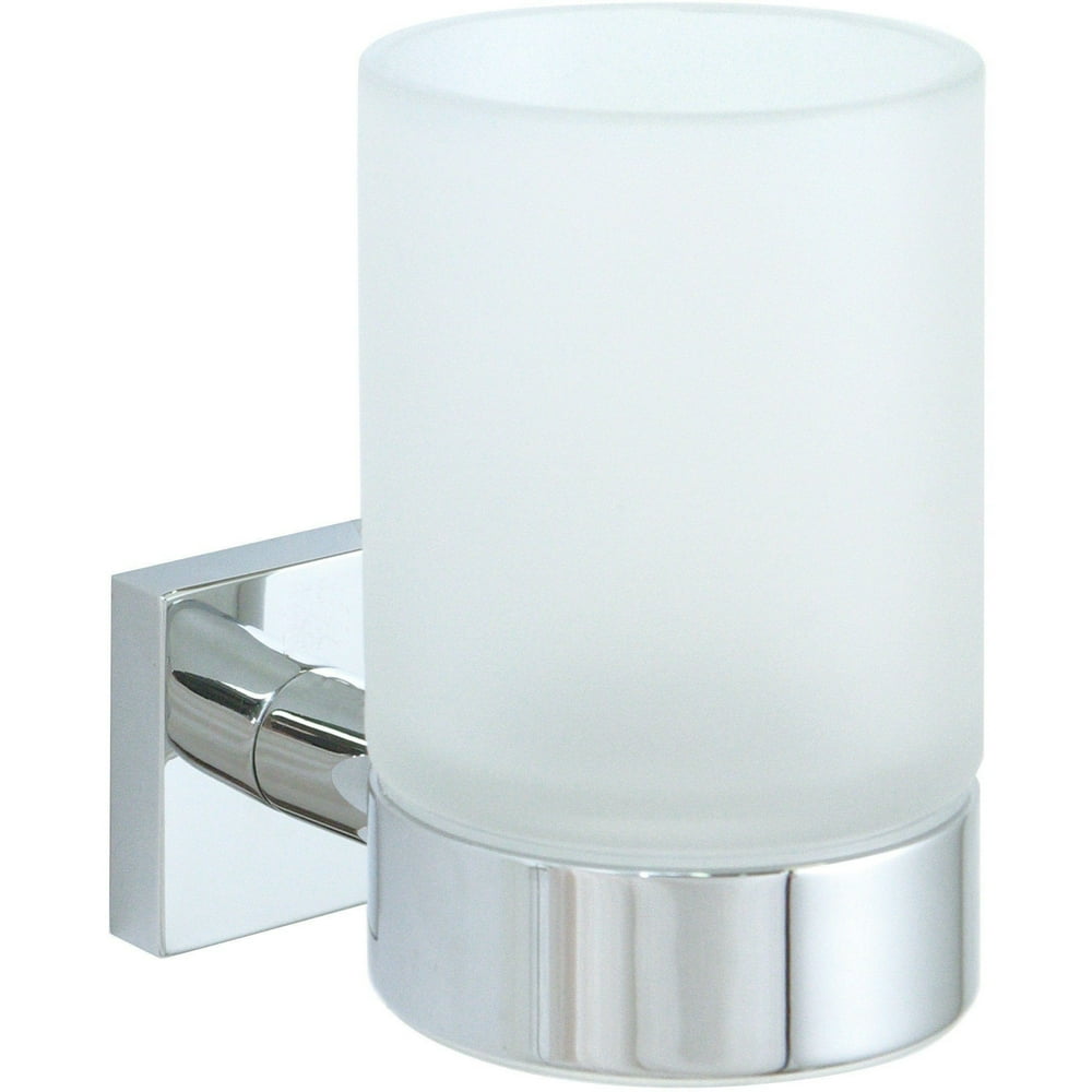 BR Quaruna Wall Frosted Glass Toothbrush Toothpaste Holder Bath Tumbler