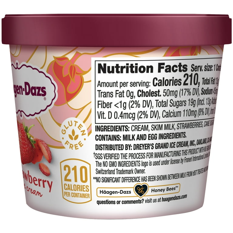 HAAGEN-DAZS Ice Cream, Strawberry, 3.6 fl. oz. Cup | No GMO
