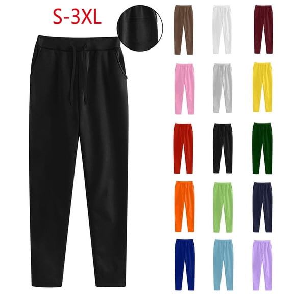 Admvng Sweatpants Women Casual Trousers and Solid Color Plus Running Fitness Sports Pants with Three Pockets, Size S-3XL
