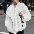 thumbnail image 4 of Zedker Winter Wool Coats for Women Faux Fur Lapel Furry Winter Jackets Parka Coat,Plus Size WhiteL, 4 of 8