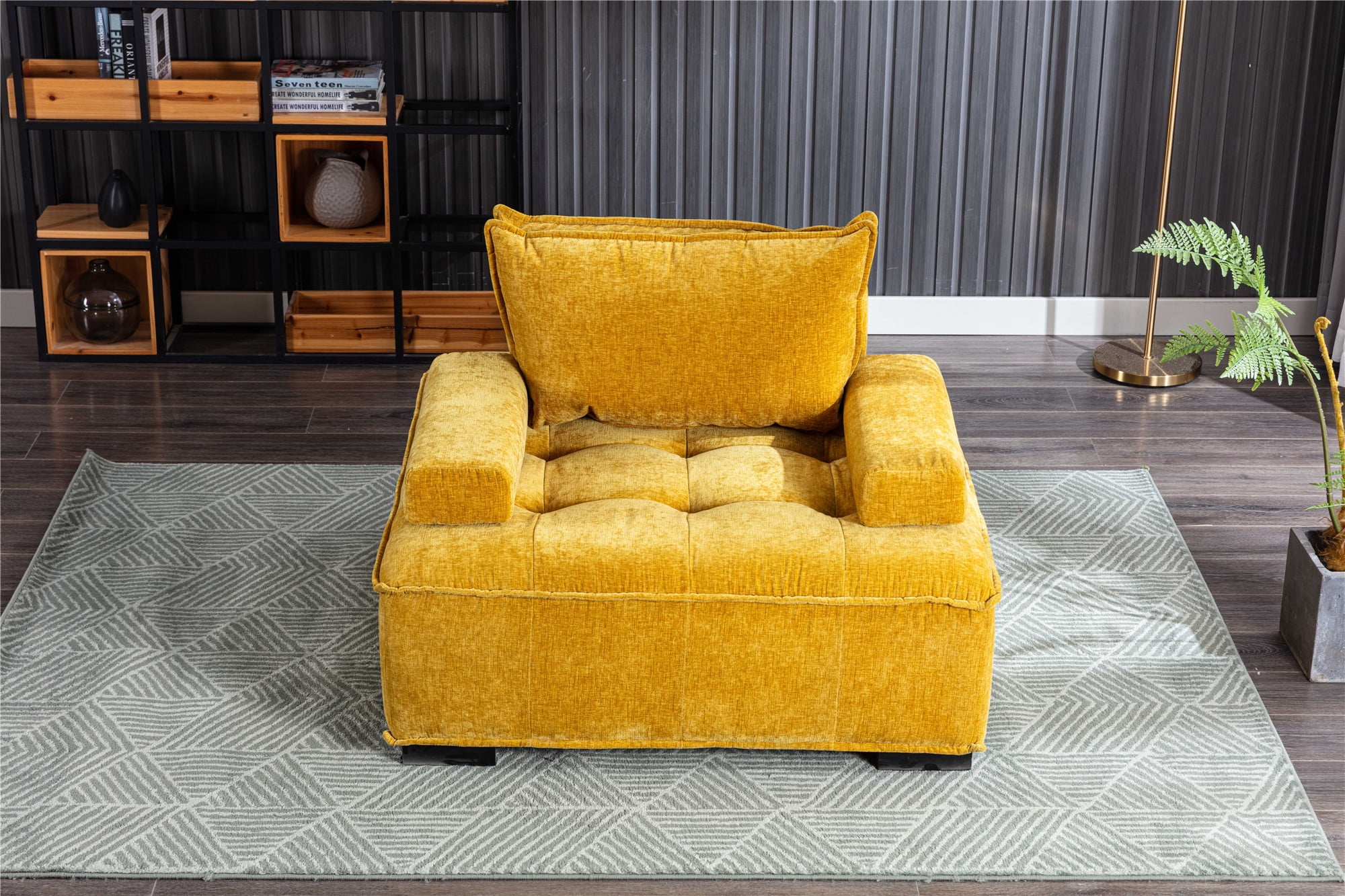 Square Modern Living Room Sofa Chair Ottoman, Upholstered Lazy Sofa