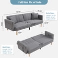 thumbnail image 2 of Futon Linen Sofa Bed, 79 Inch Sofa Couch, Love Seat, Modern Fabric Futon Sofa, Foldable Double Sofa Furniture, Sofa Bed for Living Room, Bedroom, Dormitory, Apartment (Linen, Dark Gray), 2 of 6