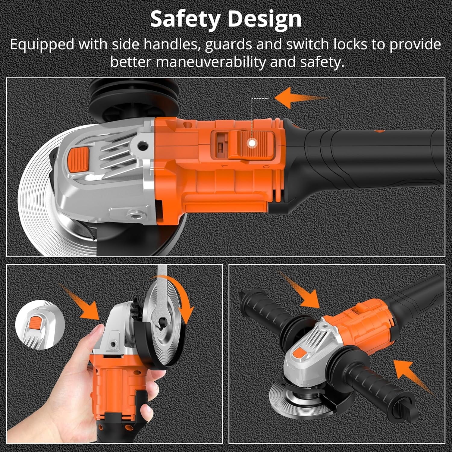 Parrior 20V Max Cordless Angle Grinder Kit, 8500RPM Brushless Motor, with 4Ah Battery & Fast Charger, for Cutting Polishing Grinding