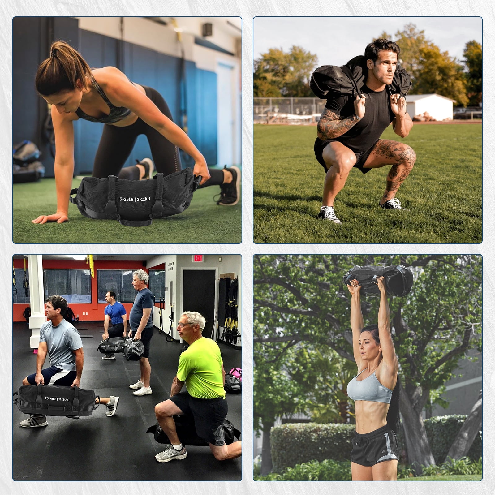 Heavy Duty Adjustable Sandbag, Unfilled Weight Bag with Multi Handles, Durable Workout Power Bag for Strength Training, Cross Training and Home Gym Fitness Exercise