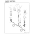 thumbnail image 3 of Kingston Brass KS2360DL Concord Two-Handle Deck Mount Roman Tub Faucet, Matte Black, 3 of 4