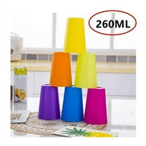 Topboutique 9 ounce Unbreakable Plastic Cups Stackable Water Tumblers | Set of 12 Drinking Cups for Adults Kids | Reusable Travel Cups, BPA-free, Top-rack Dishwasher Safe