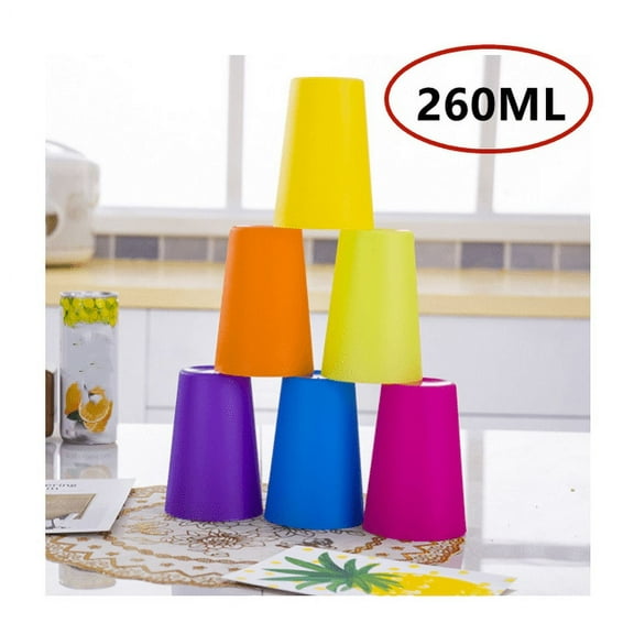 Topboutique 9 ounce Unbreakable Plastic Cups Stackable Water Tumblers | Set of 12 Drinking Cups for Adults Kids | Reusable Travel Cups, BPA-free, Top-rack Dishwasher Safe