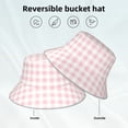 thumbnail image 5 of Kll Pink Checkboard Bucket Hat For Women Men Packable Travel Beach Sun Hat Outdoor Rave Accessories Reflective Fisherman Cap, 5 of 9