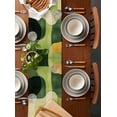 thumbnail image 2 of Green Geometric Table Runner 72 Inches, Middle Century Vintage Art Aesthetic Bed Runner Dresser Scarves Tabletop for Indoor Outdoor Parties/Ceremony/Banquet, 16" x 72", 2 of 8
