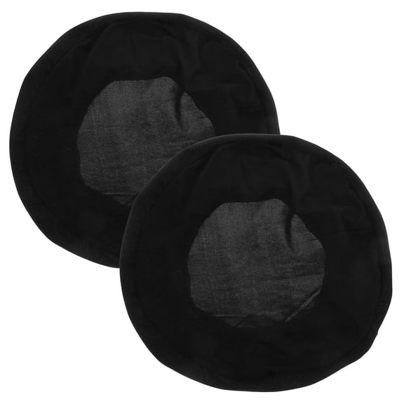 Minkissy 2Pcs Black Round Footstool Slipcovers Soft Seat Covers for Home and Office