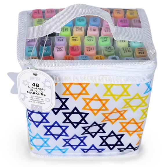 Artist Concepts Dual-Ended Alcohol Markers with Hannukkah Case, Fine & Chisel Tips, Multicolor, 48 Count