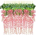 thumbnail image 1 of Sinhoon 12 Pack 1 Piece 3.6 Feet Artificial Fake Wisteria Vine Ratta Hanging Garland Silk Flowers String Home Party Wedding Decor (Pink), 1 of 7