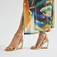 thumbnail image 5 of XYD Women Square Open Toe Ankle Strap Sandals Special Triangle Jewelled High Heels Wedding Party Evening Shoes Size 7 Gold, 5 of 5