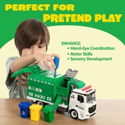 Joyfy Recycling Garbage Truck Toy for Boys, Assembly Friction Powered Side-Dump Garbage Toy with Light and Sounds, Toy Truck Christmas Girthday Gift for Boy Age 4 5 Years Old