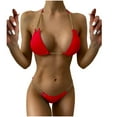thumbnail image 1 of REORIAFEE Womens Bikini Retro Tankini Swimsuit Vintage Beachwear Patchwork Swimsuit Two Piece Set Bra Swimwear Beachwear Red S, 1 of 6