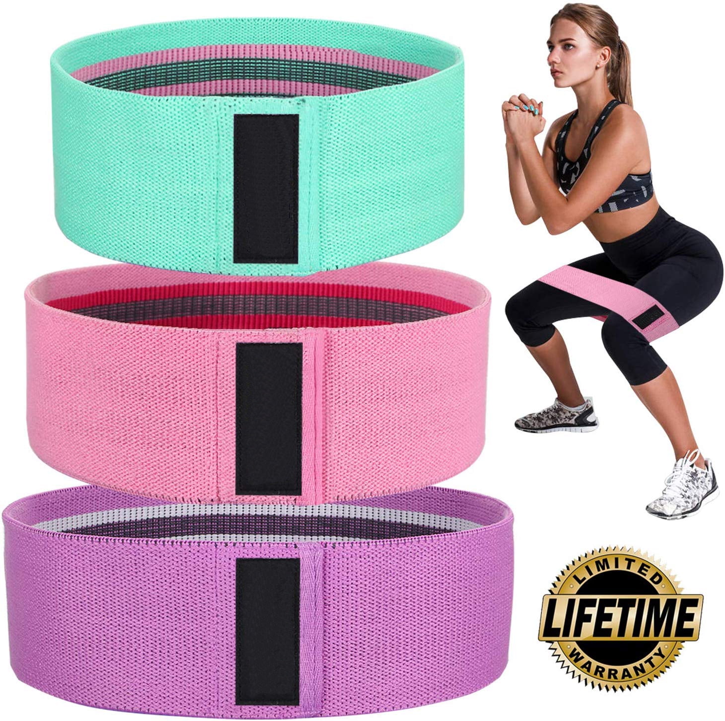 3 Pcs Exercise Workout Gym Fitness Fabric Cloth Resistance Booty Bands Loop Set 