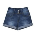 thumbnail image 4 of YUIVH Casual Shorts For Women Low Shorts Waisted Pants Mini Denim Solid Color Washed Jeans Short Jeans Stretch Denim Jean Shorts, 4 of 7