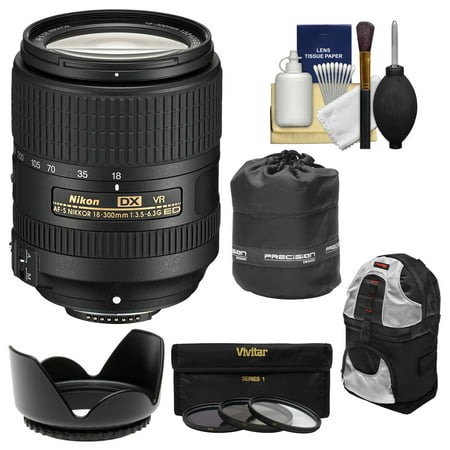 Nikon 18-300mm f/3.5-6.3G VR DX ED AF-S Nikkor-Zoom Lens with Backpack + 3 UV/CPL/ND8 Filters + Hood + Accessory Kit